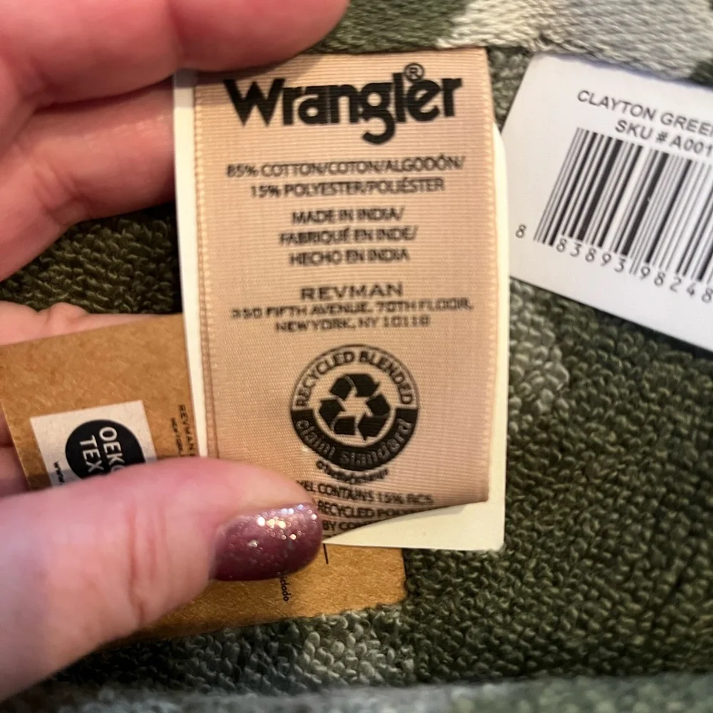 Wrangler Green Geometric Bath and Hand Towel Set Quick Dry